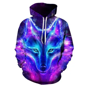 2021 Magic Color Galaxy Wolf Hættetrøje Hættetrøje Mænd Kvinder Fashion Forår, Efterår Pullover Sweatshirt Mænd 3D Sportstøj Sweatshirt