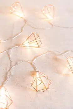 LED-Rose Gold Geometriske Sekskanter String Lys Varmt Hvidt Lys Til Bryllup Hotel Hjem Dekoration