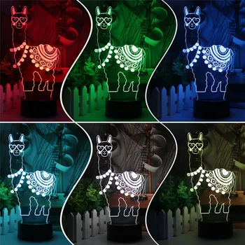 3D Alpaca LED Nat Lys 7 Farve lama Illusion Lampe bordlampe Jul Nightlight Luminaria Barn Fødselsdag Ferie GiftsToys
