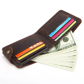 Mænd Slanke Kort Tegnebog Nye 2021 Ægte Læder Vintage Wallet Cow Leather Folde Mønt Pung Unisex Kreditkort Indehaveren Rejse