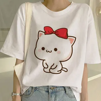 Kat Kawaii Grafisk Print T-shirt til Kvinder Tee Harajuku Æstetiske Hvid Top Animationsfilm Tshirt 2021 Nye Sommer Mode Y2k Kvindelige T-Shirt