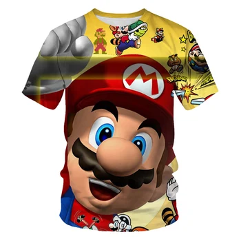 Sommer for Børn, Voksne 3D Mode Print Kids T-Shirts Drenge Piger Klassiske Spil Super Mario Tegnefilm Casual Åndbar T-shirt