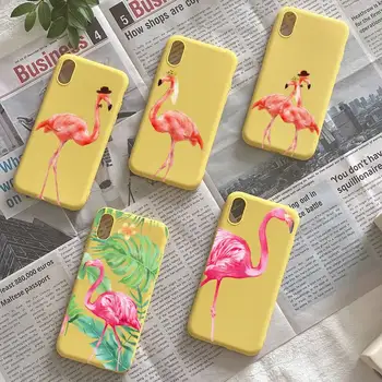 Par Flamingoer Telefon Sag, Gul Fundas Shell Cover Til Iphone 6 6s 7 8 Plus-Xr-X Xs 11 12 13 Mini Pro Antal