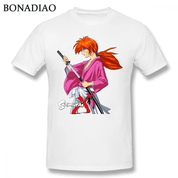 Unisex Himura Kenshin Battousai Samurai X T-shirt til 2018 Nye Homme t-Shirt Crewneck Gratis Fragt Homme T-shirt