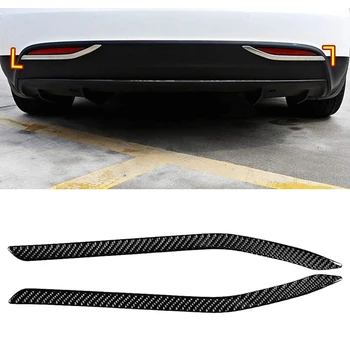 2 Stykker Carbon Fiber Carbon Auto Bag Tåge Cover Lys Trim Strip Passer til Tesla Model X 2012-2019