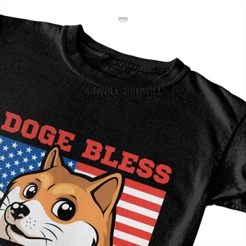 Shiba Inu T-Shirt Mænd Kort Ærme Bomuld T-shirts Sjove Doge Bless America Tee Toppe, Mode Tshirt Gave