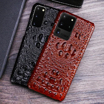 Læder Phone Case For Samsung S20 Ultra S7 S8 S9 S10 Lite S10e Note 8 9 10 Plus A20 A30 A50 A70 A51 A71 Krokodille Hoved Tekstur