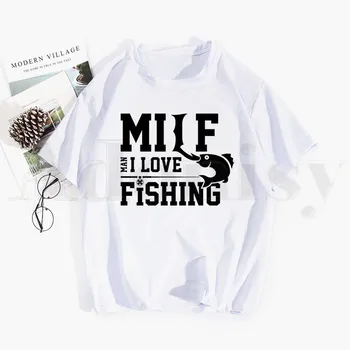 Milf Mand, jeg Elsker Fiskeri Havet Elsker Ferie Rejse Tshirt Hip Hop Pige Print Top Tees Harajuku t-shirts Mode Sommer T-shirt