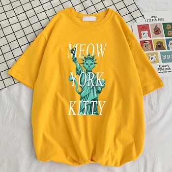 2021 Sommeren Meow York Kitty At Udskrive Man T-Shirt Street Høj Kvalitet T-Shirt, Sport Slim T-Shirts Style Vintage Mænd Streetwear
