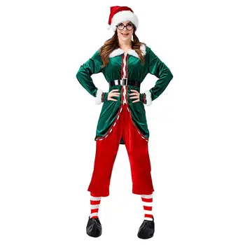 Kvinder, Piger Christmas Santa Claus Kostume Voksne Familien Grøn Elf Cosplay Kostumer Carnival Part Forsyninger