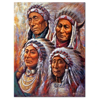 5d diy Indiske Fire Store Lakota Ledere diamant maleri fuld drill-pladsen 3d Runde diy Naturlige fjer Amerikanske mænd broderi