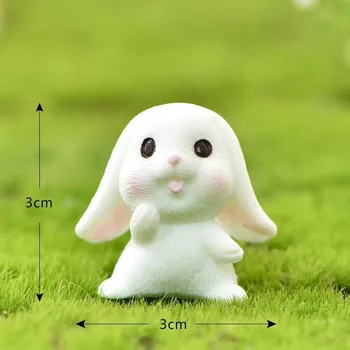 Harpiks Mini Hvid Kanin Påske Figur DIY Micro Landskab Tilbehør til Udsmykning, Indretning Miniature Fe Haven Ornament