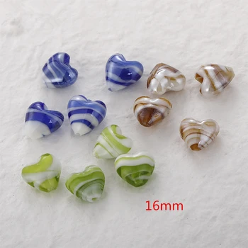 Hjerte form 16mm Lige hul håndlavede glasperler 50stk/masse diy smykker øreringe/armbånd/halskæde vedhæng tilbehør