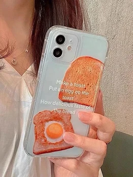 Sjovt, smør, æg, toast brød case til iphone 7 plus 8 soft back cover iphone xr case til iphone xs max x se2 6 6s sag til pige