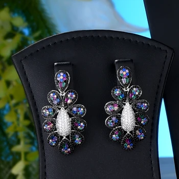 GODKI Berømte Mærke Blomster Drop Luksus Indiske Smykker Sæt Til Kvinder bryllupsfest Crystal Zircon Dubai Brude Smykker Sæt Gave