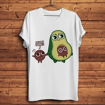 Søde Avocado familie og Jordbær sjove t-shirt til mænd, ny hvid casual t-shirt til mænd kort ærme unisex t-shirt