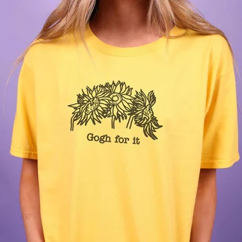 Gogh For It-Kvinder ' s Sunflower T-Shirt i Retro-Stil Æstetiske Van Gogh Tee Kunst Lærer, T-Shirt Art Hoe Top