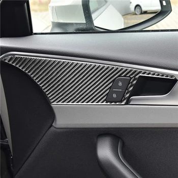 4stk Carbon Fiber Bil Indvendige dørhåndtag Panel Dekorative Dække Trim Mærkat for Audi A4 B9 2017-2019 Bil Styling Tilbehør