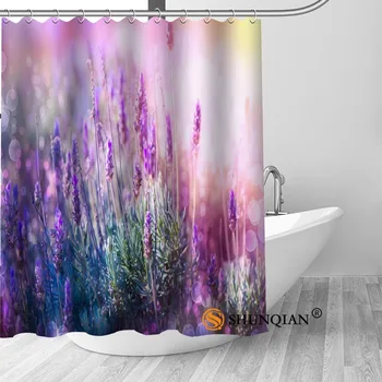 Lavendel Bad Gardin polyester Stof badeforhæng badeværelse smukke Badekar indretning Udskrive dit billede