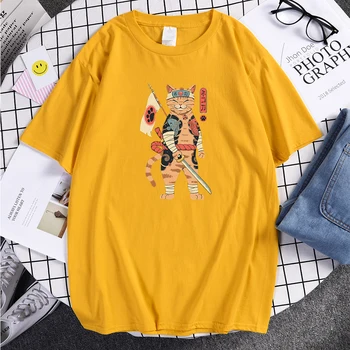 Ridder Catana Tee Shirt Japansk Ukiyoe Print T-Shirt Mænd Punk Mode Korte Ærmer Tøj Komfortable Hip Hop T-Shirts Mand