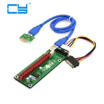 1 sæt PCI-E port til PCI Express-Riser-Kort 1x til 16x USB 3.0 SATA-datakabel til 4Pin IDE Molex Strømforsyning til BTC Miner Maskine RIG