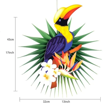 3Pcs DIY Tropisk Fugl Toucan palmeblade Papir Fans Kernen Væggen Hænger Dekorationer Hawaii Party Supplies
