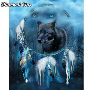 5D DIY Diamant Maleri Cross Stitch Black wolf dream Diamond Broderi fuld Square Bor Diamant Mosaik Home Decor Baby Gave