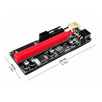 Usb 3.0 PCIE-Extension Kabel-Riser Ver 009S Express 16X Extender Riser-Adapter-Kort, 6-Pin strømkabel