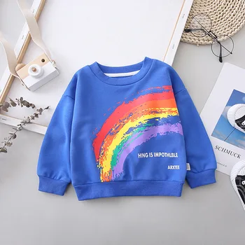 Nye Baby Dreng Sweatshirts Børn Piger Forår, Efterår Rainbow Print T-shirt til Børn med Lange Ærmer Bomuld Skjorter Drenge Piger Shirts