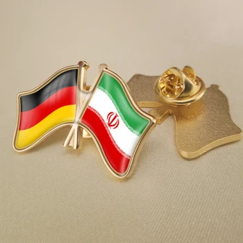 Iran og Tyskland Krydsede Dobbelt Venskab Flag Pins Broche Badges