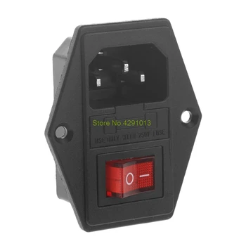 1 STK 10A 250V 3 Pin IEC320 C14 AC Inlet hanstik Stikkontakt Med Sikring Skifte Drop Shipping Støtte