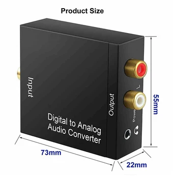 Protable 3,5 Mm Stik Coaxial Optical Fiber Digital Til Analog Audio-Aux-Rca L / R Converter Spdif Digital Audio Dekoder Forstærker