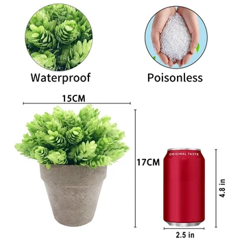 Små Kunstige Potteplanter, 3-Pak Mini Falske Planter i Puljen til Indretning Indendørs & Udendørs, Imiteret Plastic Grønne Græs