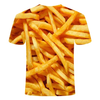 Fries 3D-T-Shirts Grappige T-shirt Mannen T-Shirt Mand Tees Streatwear Toppe Korte Mouw Kleding Drenge Piger HipHop Asian