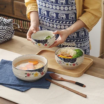 LingAo Japansk noodle bowl husstand enkelt stor skål service kreative keramiske nudler suppe skål store instant noodle bowl p
