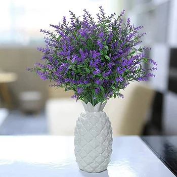 12 Bundter Kunstige Lavendel Blomster Udendørs Falske Blomster til Dekoration Faux Planter Have Veranda-Vinduet Max Indretning