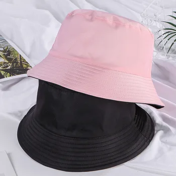 Ny Dobbelt-faced Unisex Bucket Hat Candy Farve Solcreme Kvinder Hat Udendørs Rejse Cykling Caps Fiskere Hatte Hip Hop Panama Cap