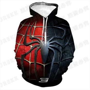 Spider-Man 3D Print Mænd, Kvinder, Børn Pullover Spiderman Hættetrøjer Mode langærmet Dreng Pige Børn Sweatshirts Cool Coat
