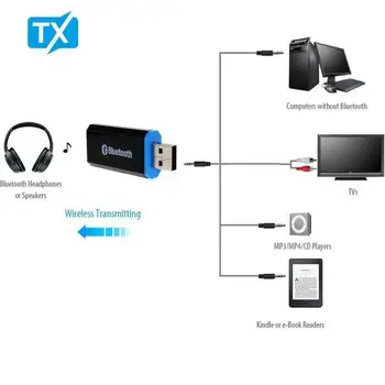 Bluetooth-Senderen 5.0 + EDR, Audio Adapter til TV, PC Hovedtelefoner 3,5 MM Jack AUX USB-Musik i Stereo Trådløse Adapter Plug & Play