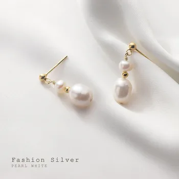 925 Sterling Sølv Uregelmæssige barok perle øreringe til kvinder, piger