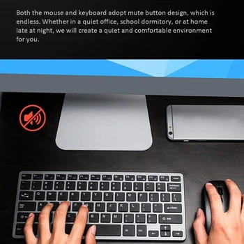 Trådløst Tastatur og Mus Kombination, 2,4 G Ultratynde Trådløst Tastatur og en Mus til Windows, PC, Bærbar PC og Mac