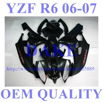 Injektion Hi-kvalitet fairing kit til Yamaha YZF-R6 ABS YZF R6 06 07 #001c YZF 600 R6 2006 2007 Sort kåbe dele