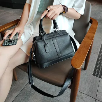 OL høj kvalitet i ægte læder simpel brun sort blå hvid khaki skulder taske lady kontor daglig pendling elegante crossbody taske