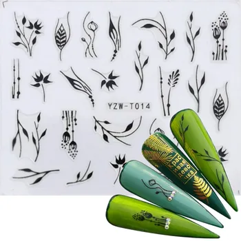 1 Ark Vand Stickers Til Negle Brev Blad Blomst Skyder Nail Art Manicure Selvklæbende Tips Decals DIY polske Dekoration