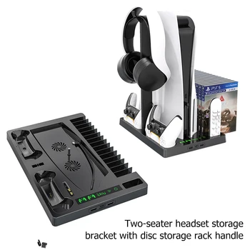 For PS5 Lodret Ventilator Stå med 15 Spil Slot 3 Hub Port Dobbelt Controller-Oplader, Oplader Til SONY Playstation 5