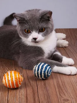 Pet Cat Toy Sisal Bolden Hamp Reb Række Interaktive Cat Scratch Strikke Bolden Toy Bide, Tygge Vocal Toy