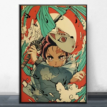 Japansk Animationsfilm Demon Killer Plakat Hjem Dekoration Soveværelse Væg Dekoration i børneværelset Dekoration Udskrivning Lærred Maleri