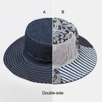 Forår og Kvinder er Denim Bucket Hat Smarte koreanske Dobbelt-side Panama caps for kvinder Sommer, Sol Beskyttelse Hatte Wide Brim