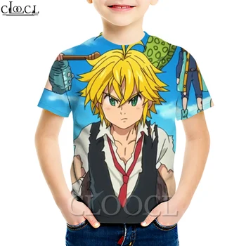 T-Shirt til Dreng Pige Anime De Syv Dødelige T-Shirt med Korte Ærmer 3D-Print Børns Træningsdragt Casual Fashion Streetwear Toppe