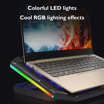Gaming Laptop Cooler Seks Fan Led-Skærm, To USB-Port RGB Belysning Laptop Cooling Pad Notebook Stand til Bærbar 12-17 tommer